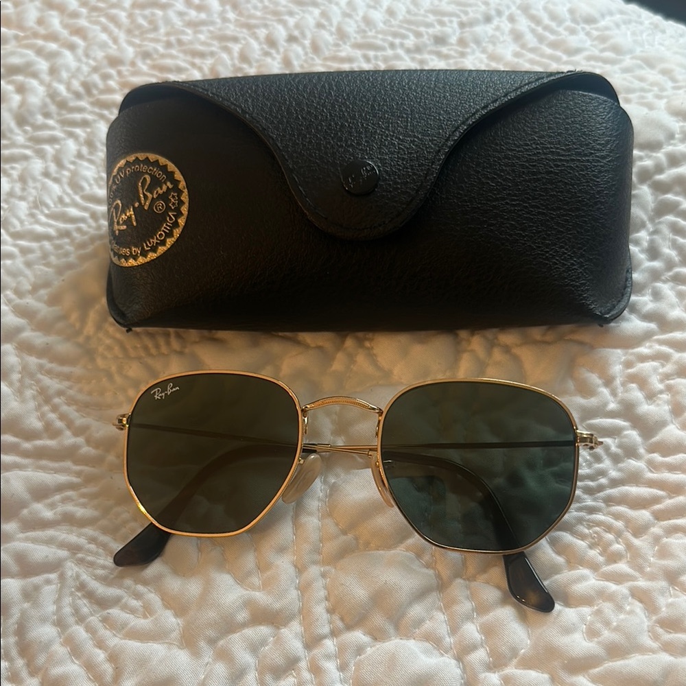 Ray-Ban hexagonal Gold Sunglasses